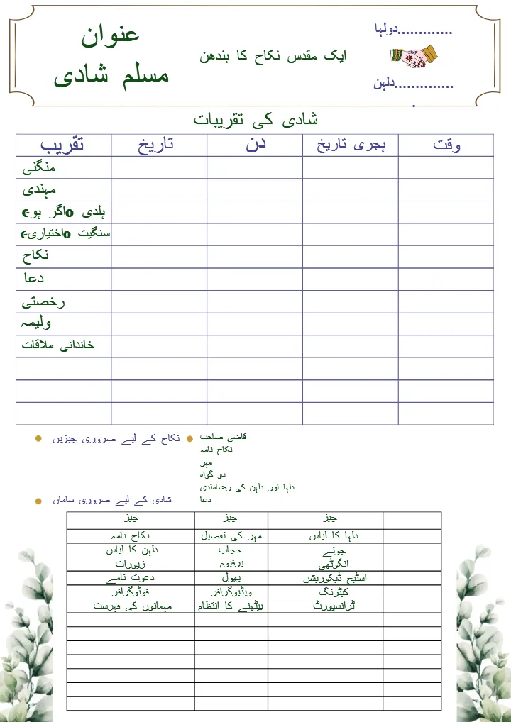 Muslim Wedding Planning Checklist PDF for Organized Events