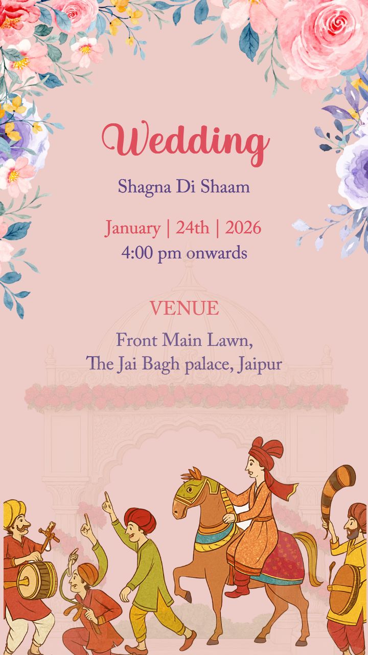 A Floral Rajasthani Wedding Invitation Card for You