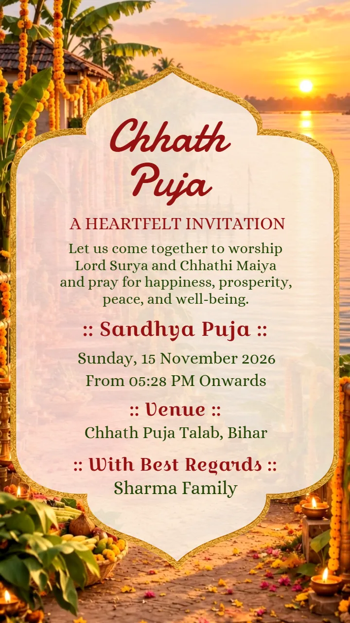 Chhath Puja Invitation Video for Sunset Rituals