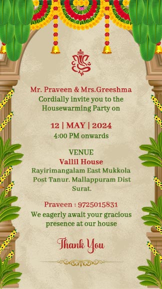 Housewarming Party Invitation Card Editable Template
