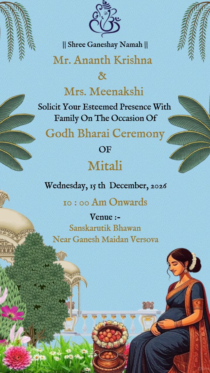Free Invitation Card For Godh Bharai With Mother Art