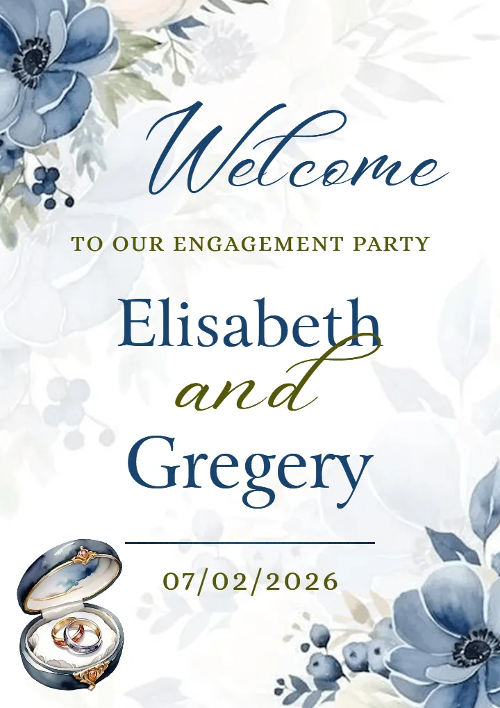 Attractive Engagement Welcome Board with Floral Frame