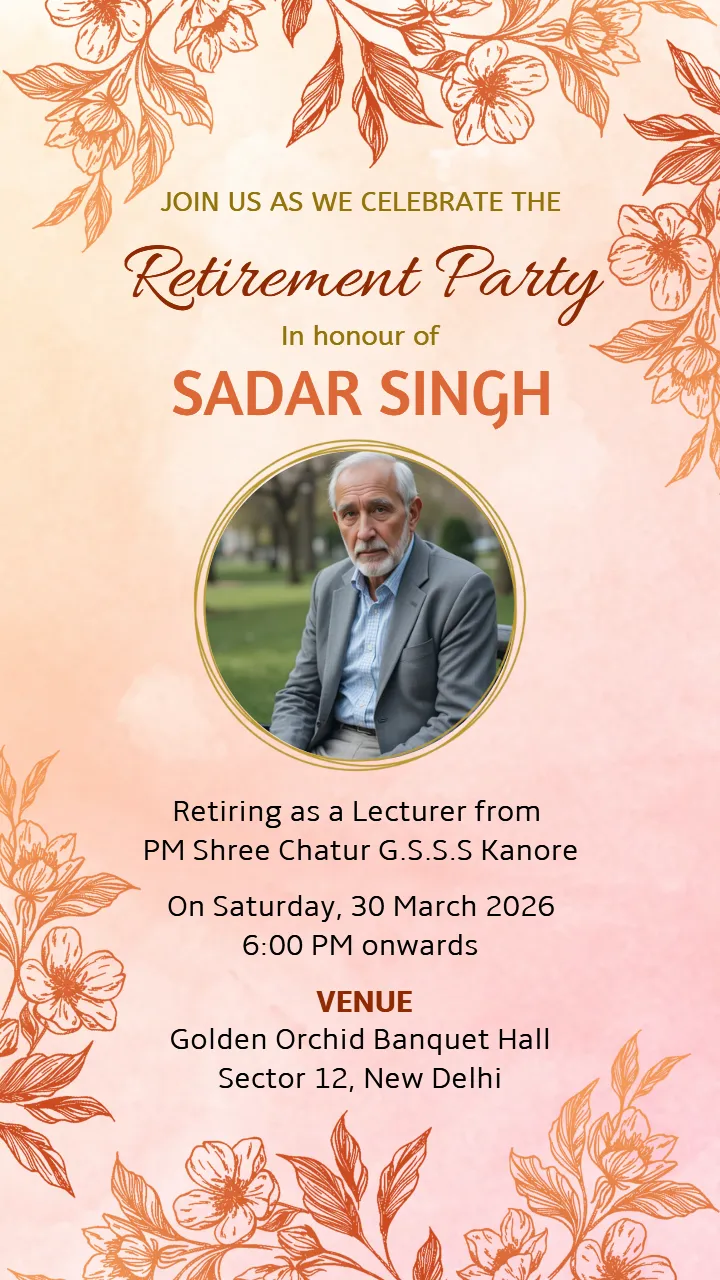 Retirement Party Invitation Card with Elegant Theme