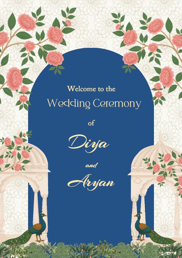 Exotic Peacock Welcome Wedding Standee Style
