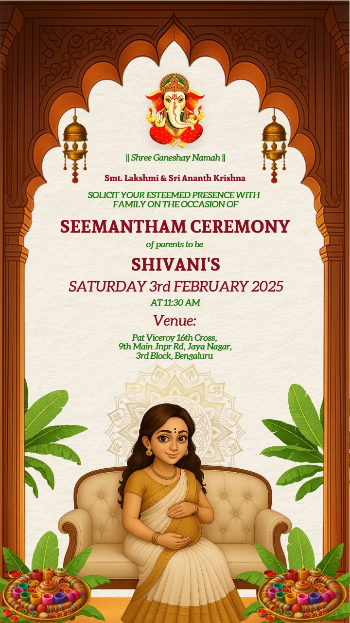 Invitation Video For Seemantham In English With Cultural Style