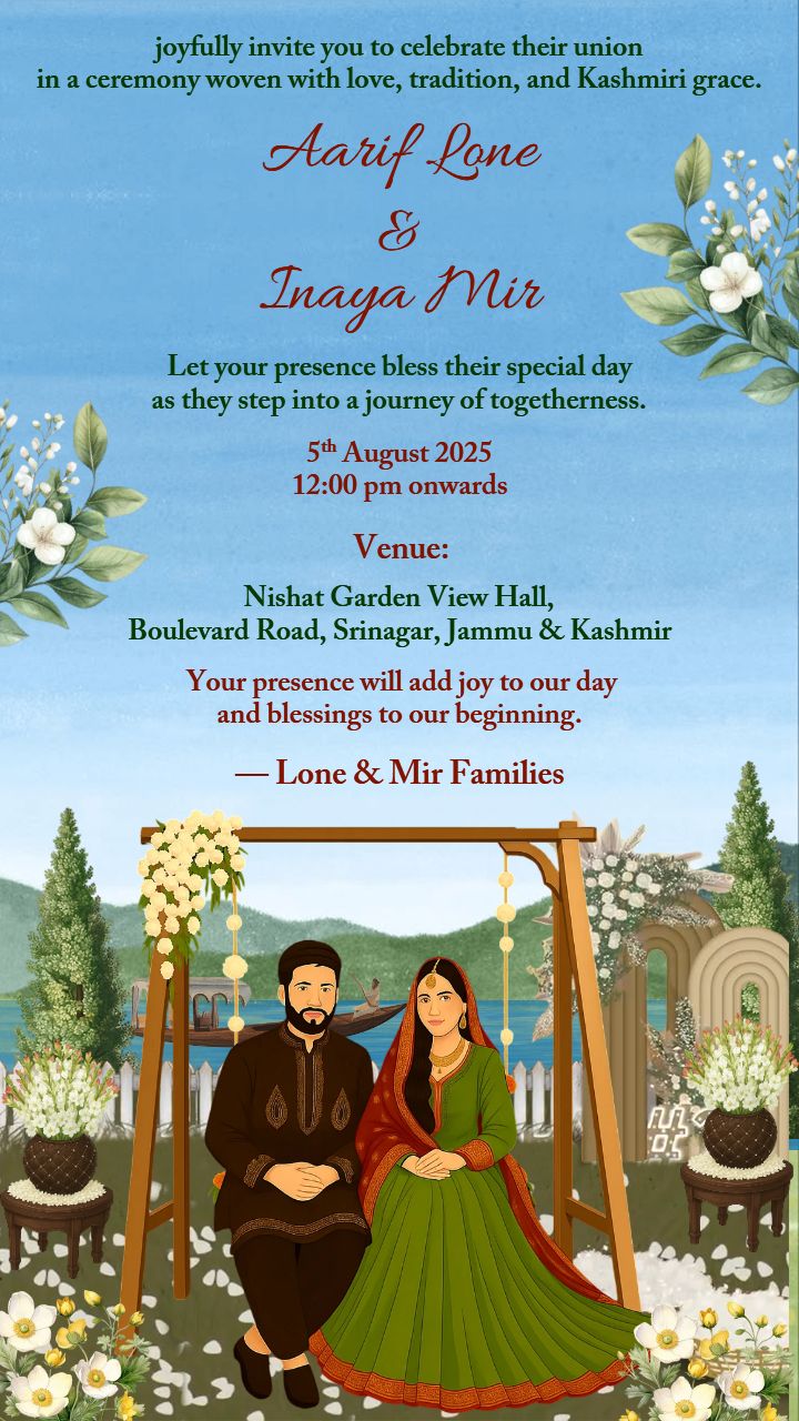Scenic Traditional Kashmiri Wedding Invitation Design