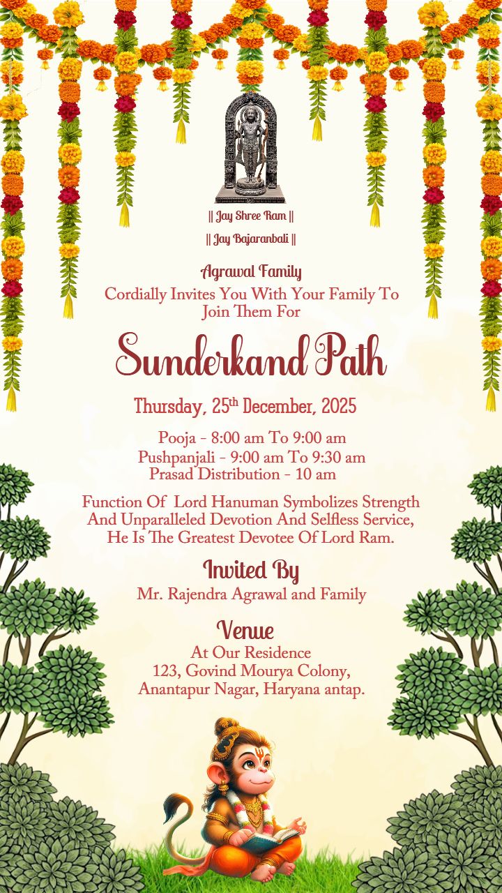 Sunderkand Path Invitation with Hanuman ji blassing