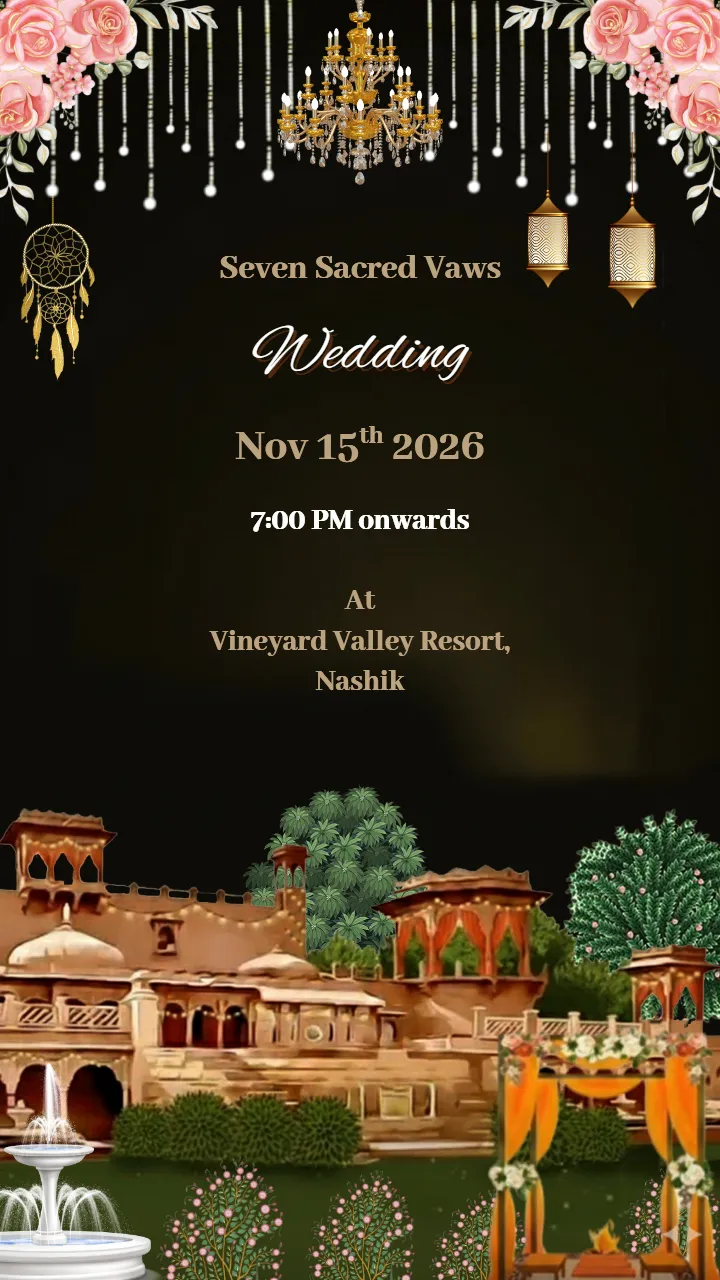 Wedding Invitation Template With Divine Mandap Design