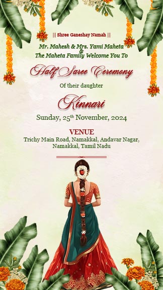 2.9K+ Free Half Saree Function Invitation Templates