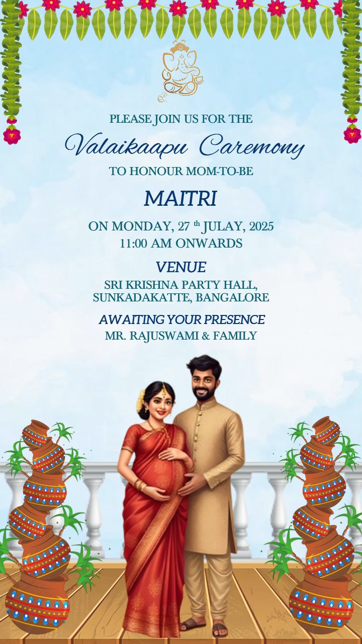 Valaikaapu Celebration Video Template With Couple Theme