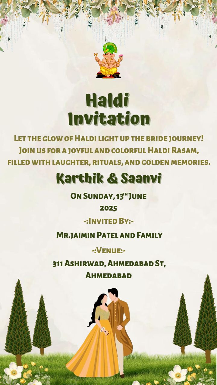 Unique Haldi Function Invitation with Ganesha Theme