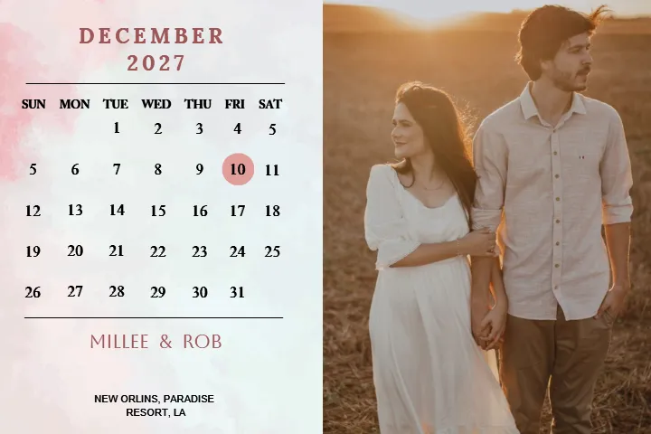 Digital Wedding Calendar with Elegant Calendar Style