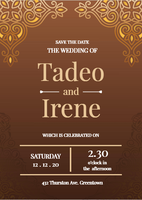 Wedding Invitation Card with Decorative Border Theme