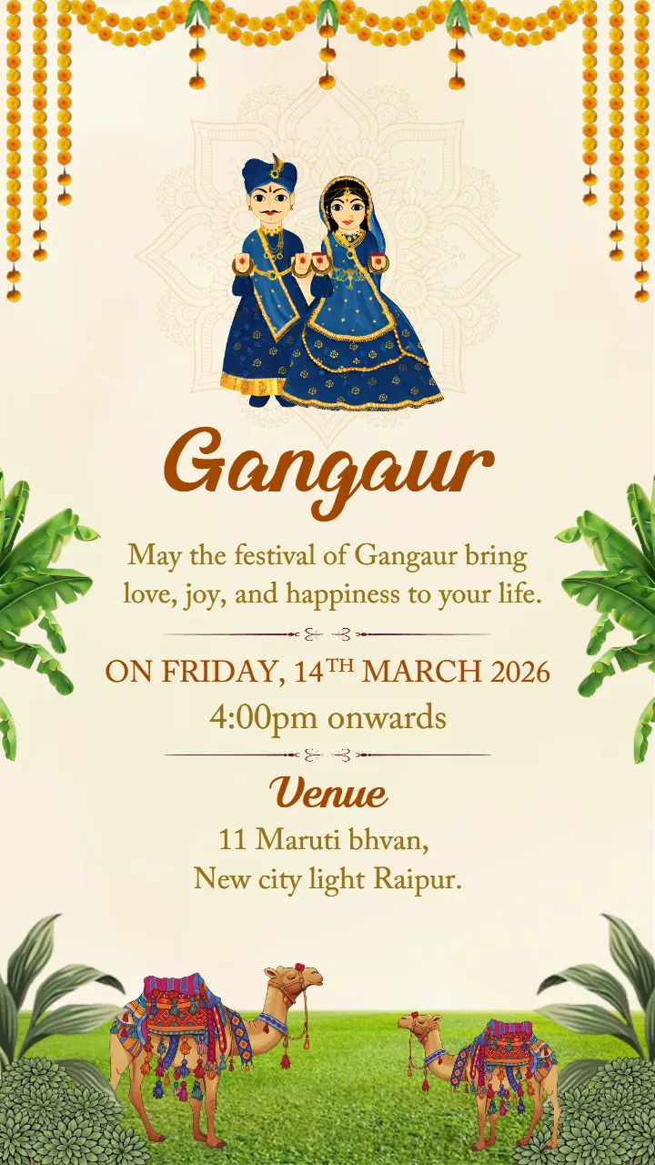 Gangaur Pooja Invitation Card in English 2026 Free Design