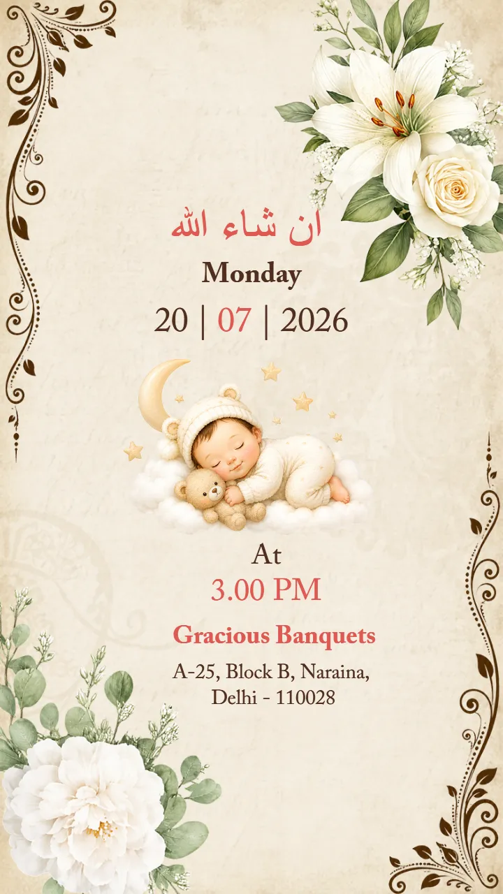 Aqiqah Invitation Video with Elegant Floral Design