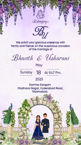 Creative Wedding Invitation Template with Nature Motifs