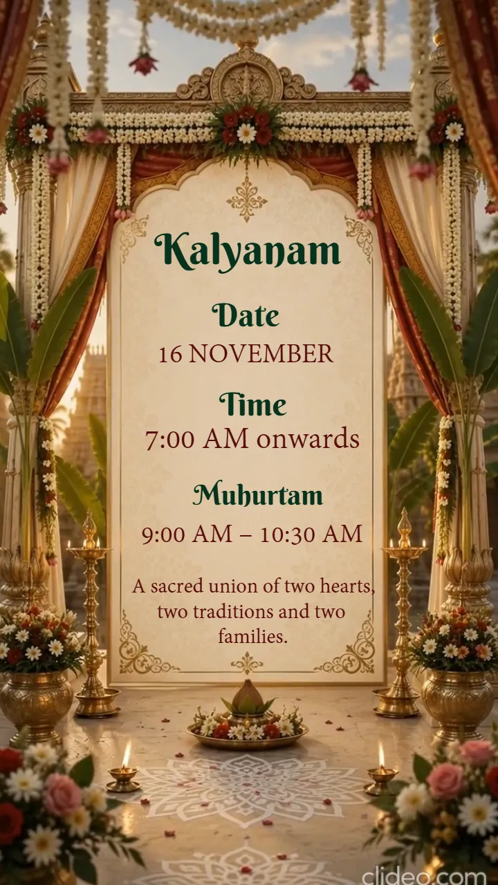 3D Tamil Wedding Invitation Video for Traditional Weddings