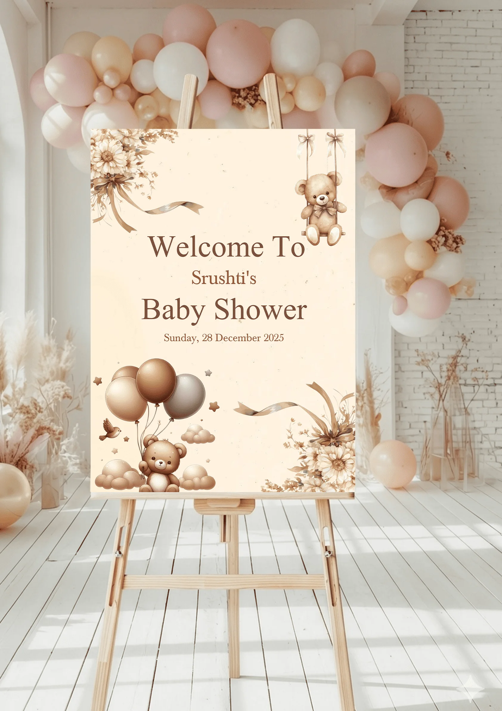Adorable Entry Board For Baby Shower With Teddy Theme