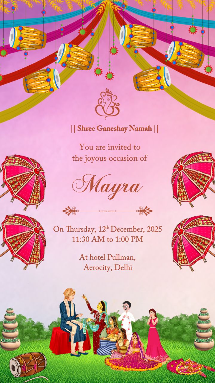 Best Mayra Invitation Card Online With Umbrellas