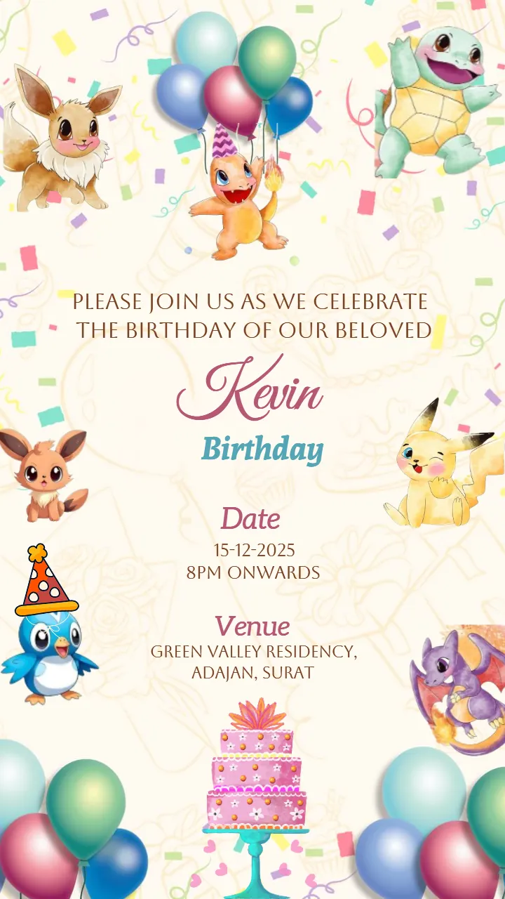 Creative Pokemon Birthday Invitation Wording for Boys
