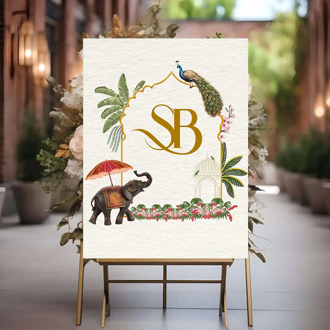 Elephant Peacock Wedding Monogram Logo