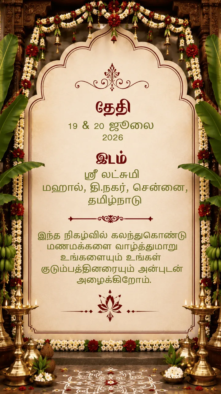3D Tamil Wedding Invitation Video in South Indian Style