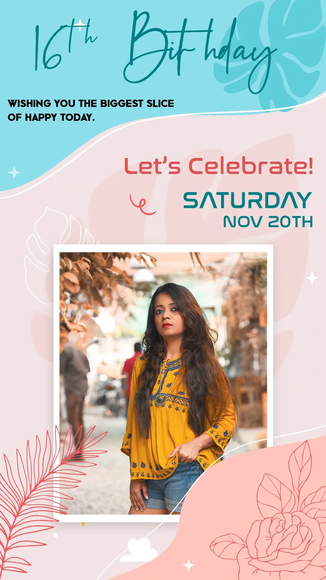 16th Birthday Instagram Card Template Download