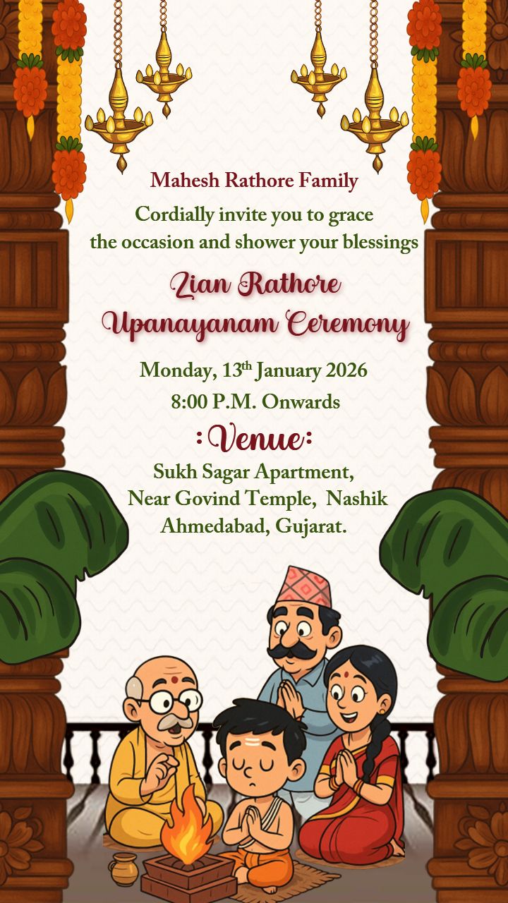 Upanayanam ceremony invitation video in festive decor