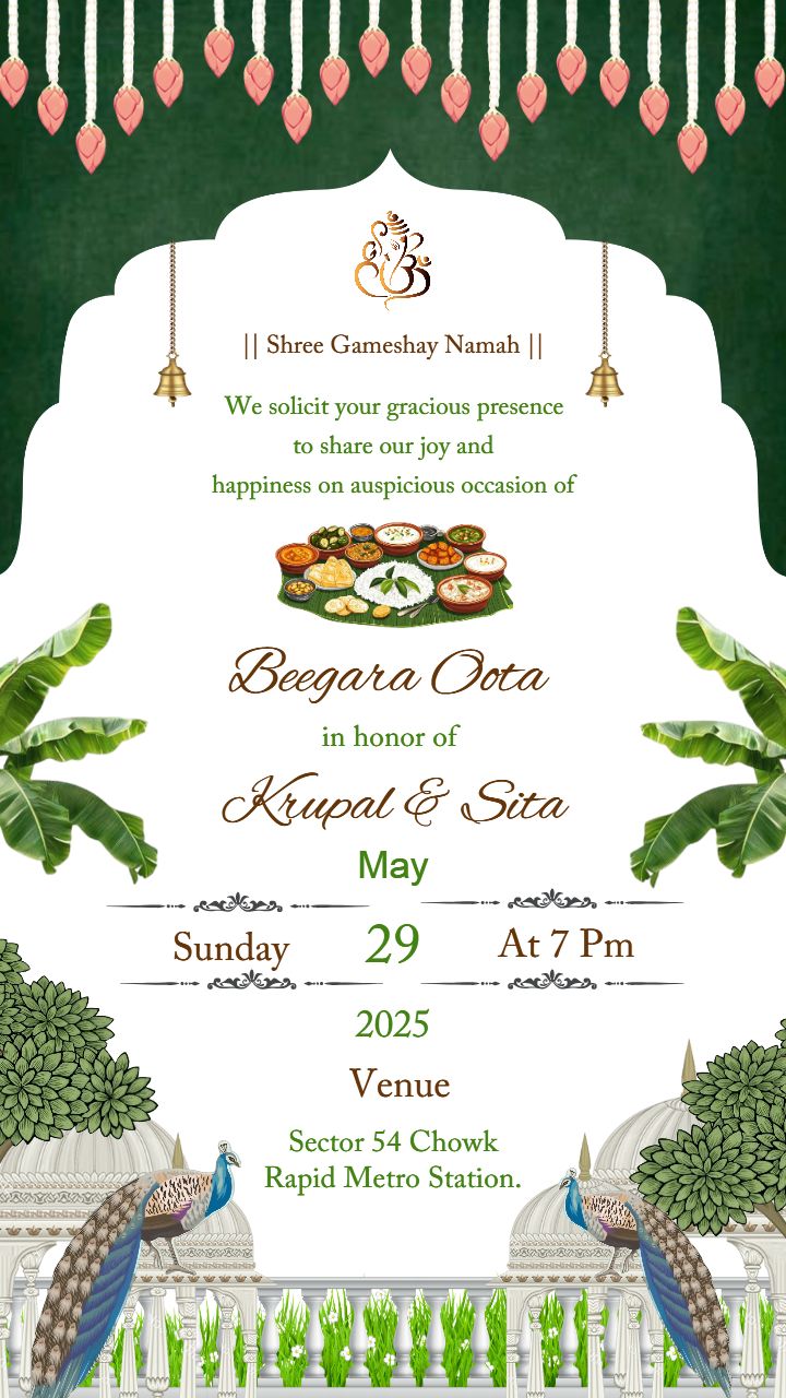 Create Your Perfect Beegara Oota Invitation in English