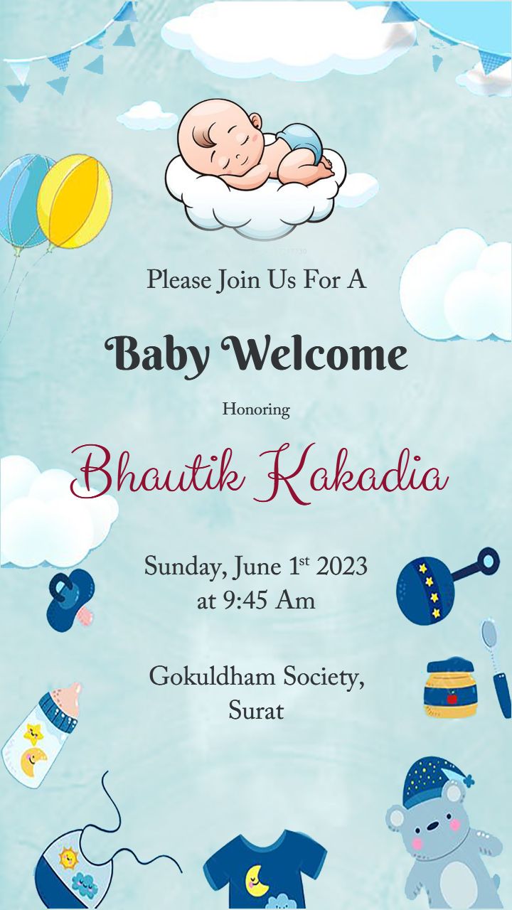 Baby Shower Welcome Celebration with Cute Blue Design