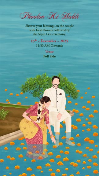 Traditional Wedding Invitation Template with Couple Backview