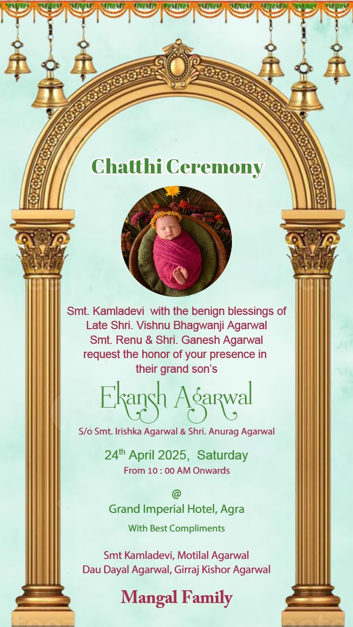 Chhathi Ceremony Card With Traditional Indian Design