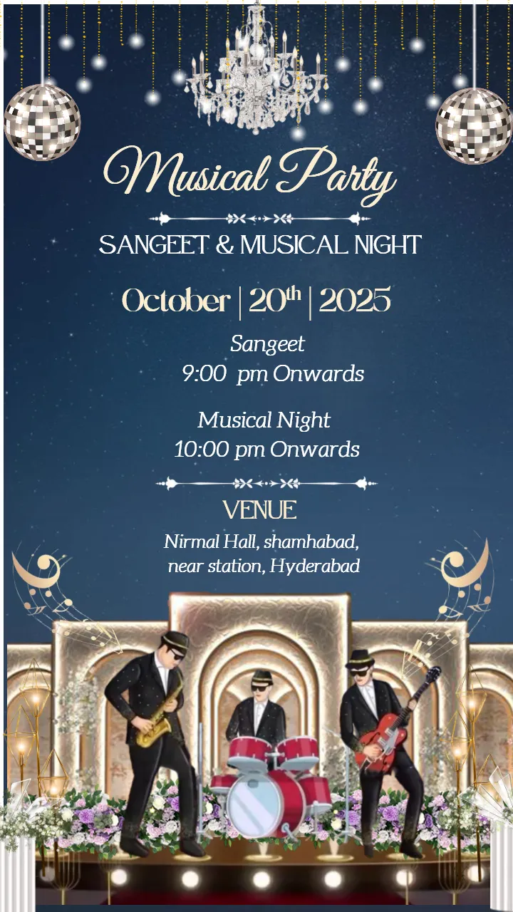 Music Party Invitation Card For Elegant Musical Gathering