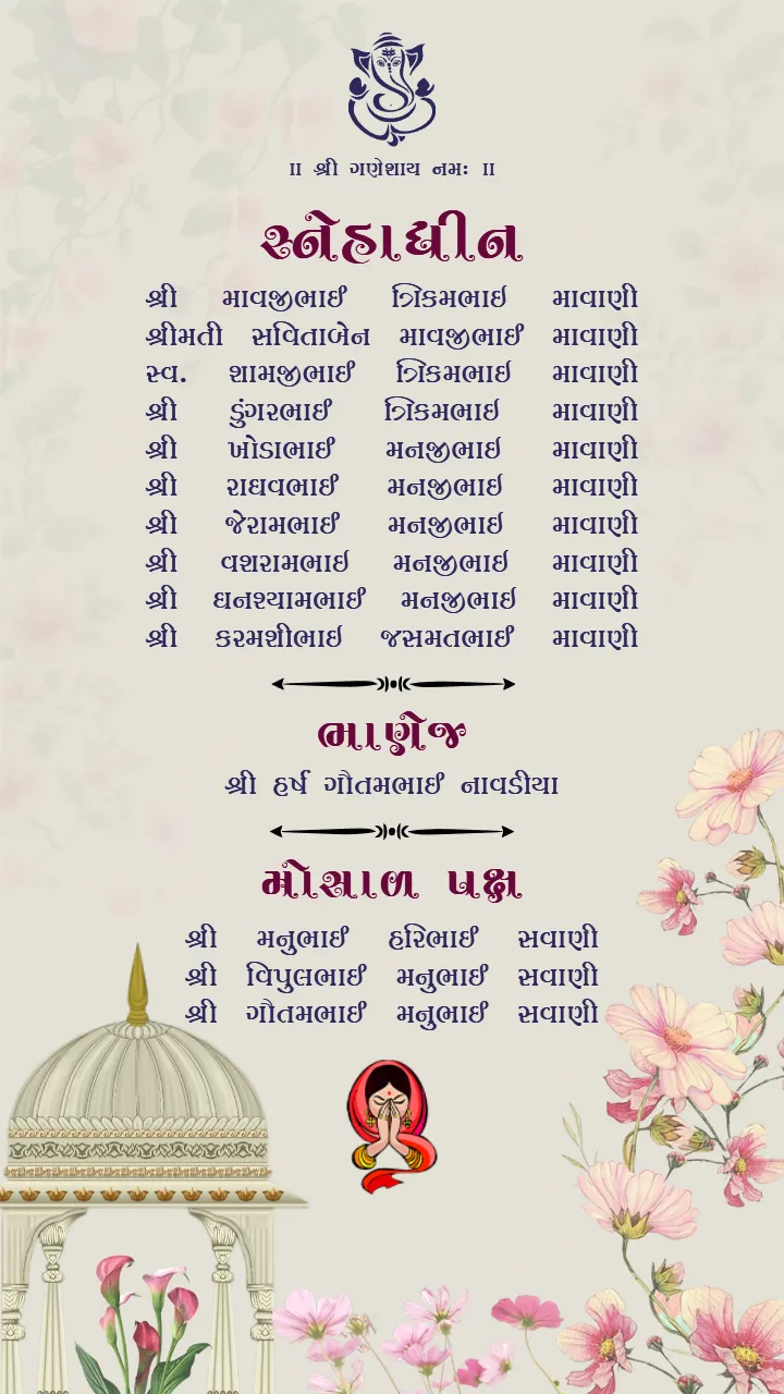 Gujarati Wedding Invitation Card With Swaminarayan Theme