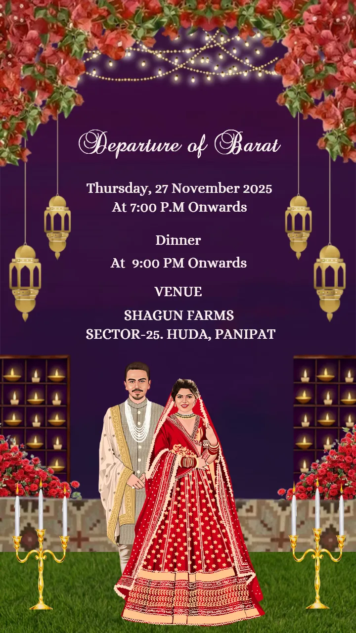 Indian wedding invitation video with greenery and florals