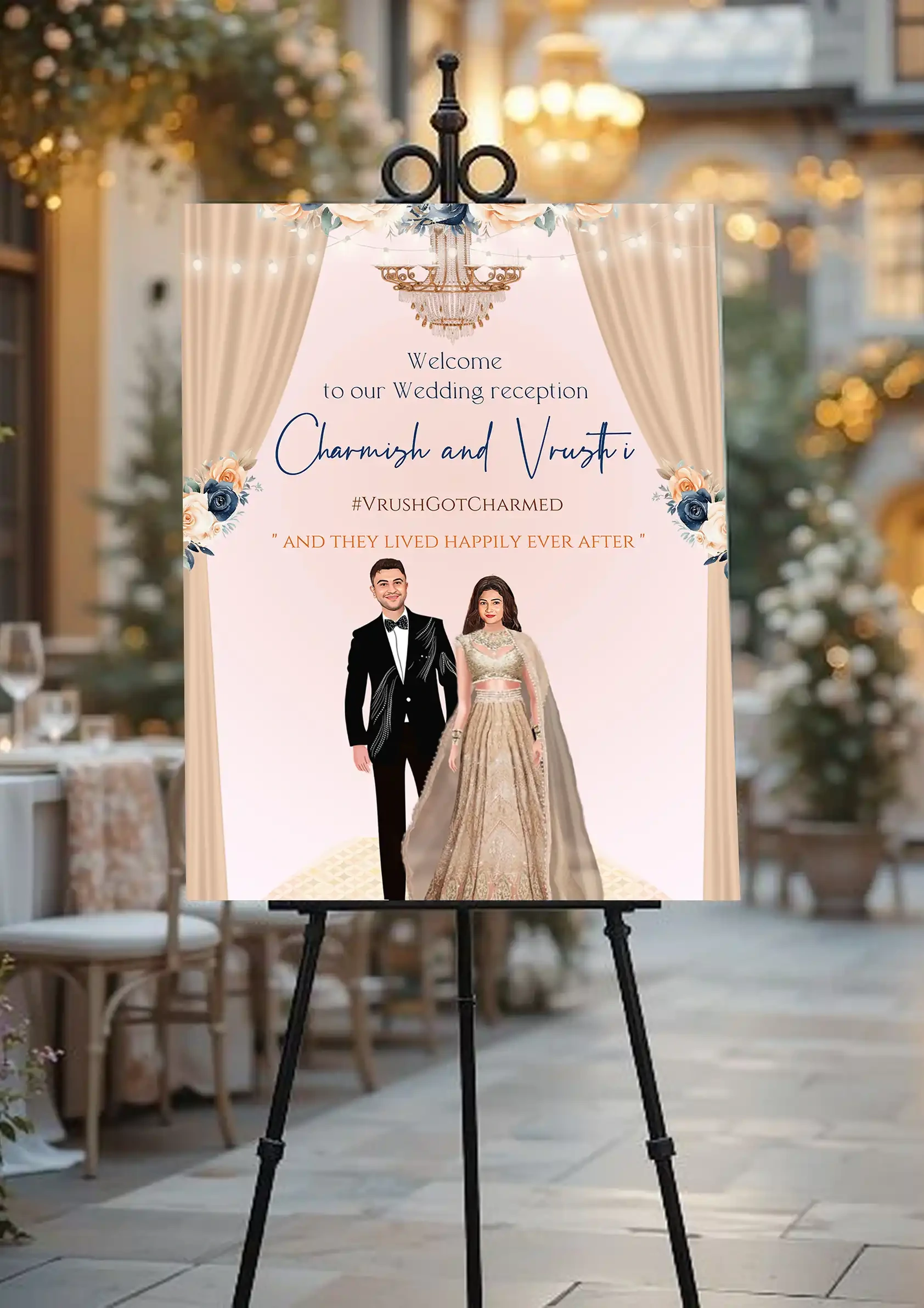 Caricature Reception Party Welcome Board