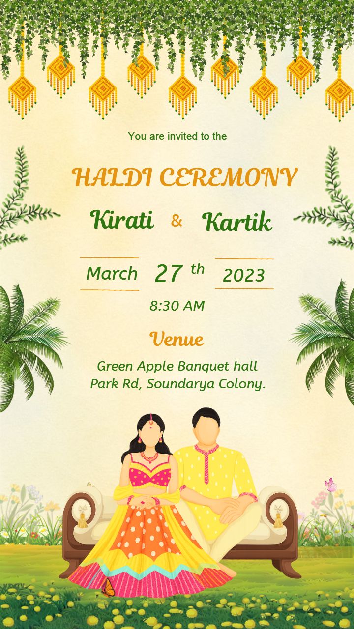 Vibrant Haldi Invitation Card for Marriage Rituals