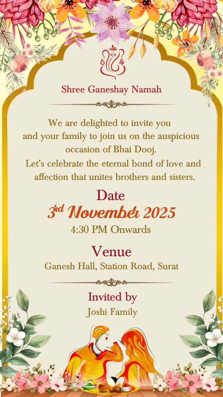 Online Bhai Dooj Invitation Card Design Maker