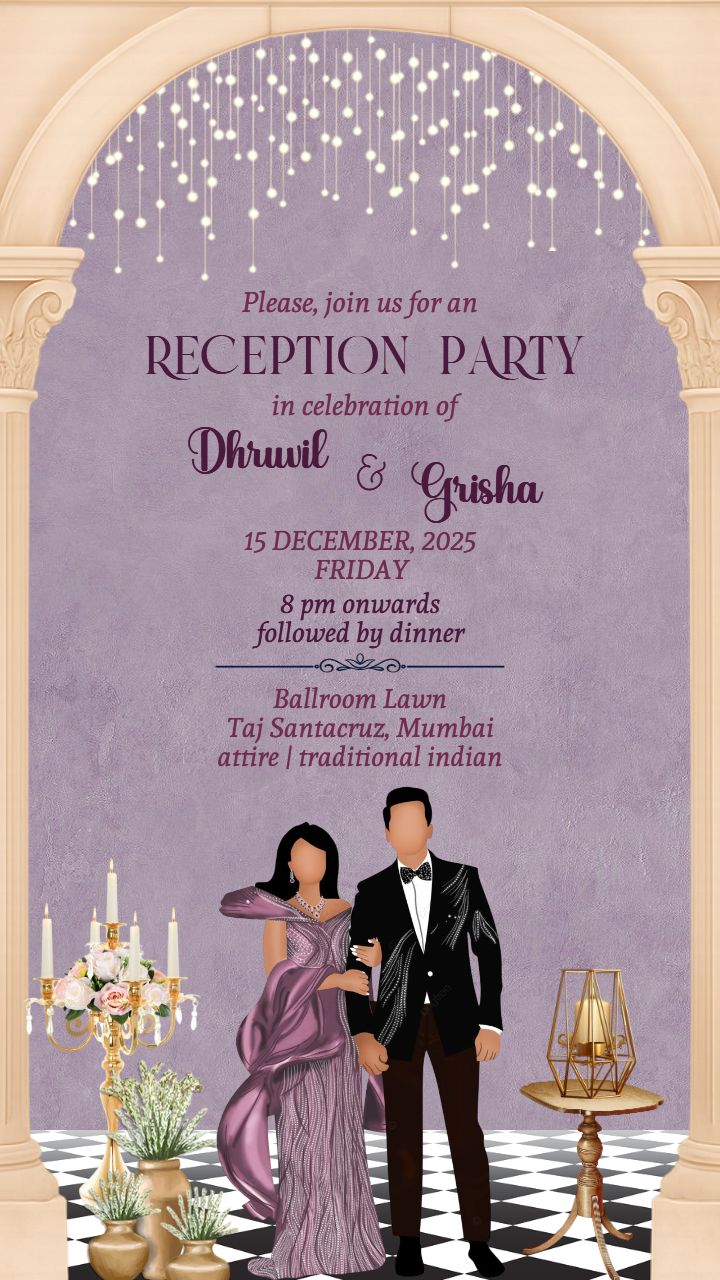 Custom Printable Reception Card Templates with candle light