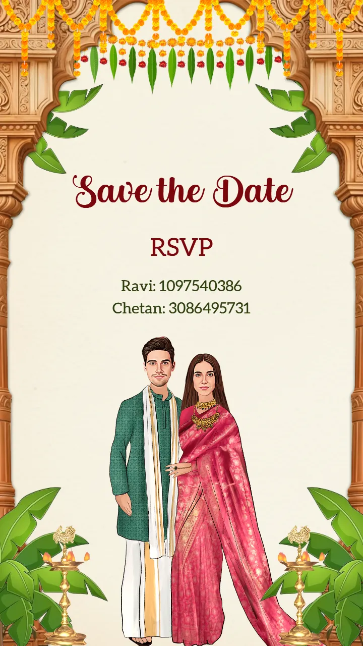 south indian wedding invitation video in traditional style