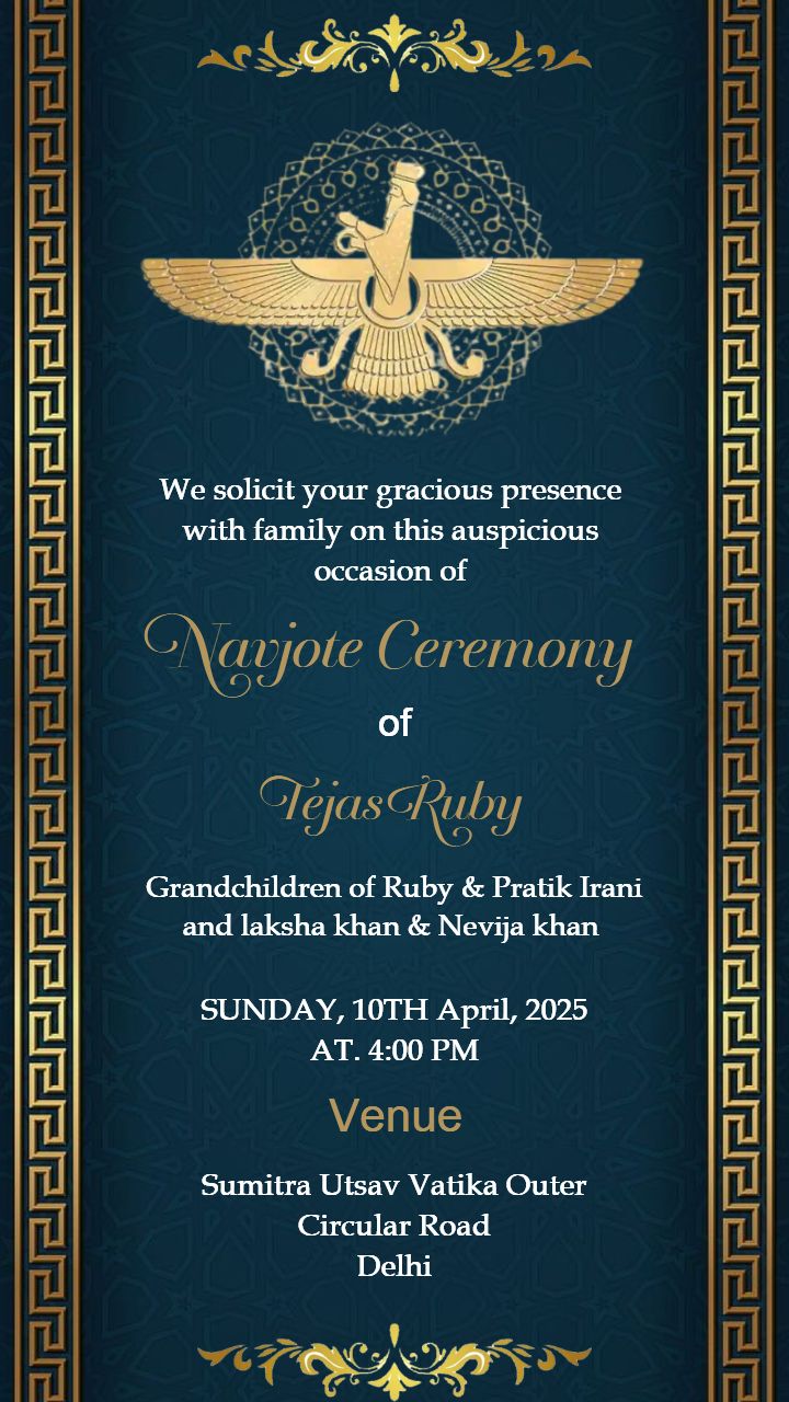Beautiful Blue Colored Navjote Ceremony Invitation Template
