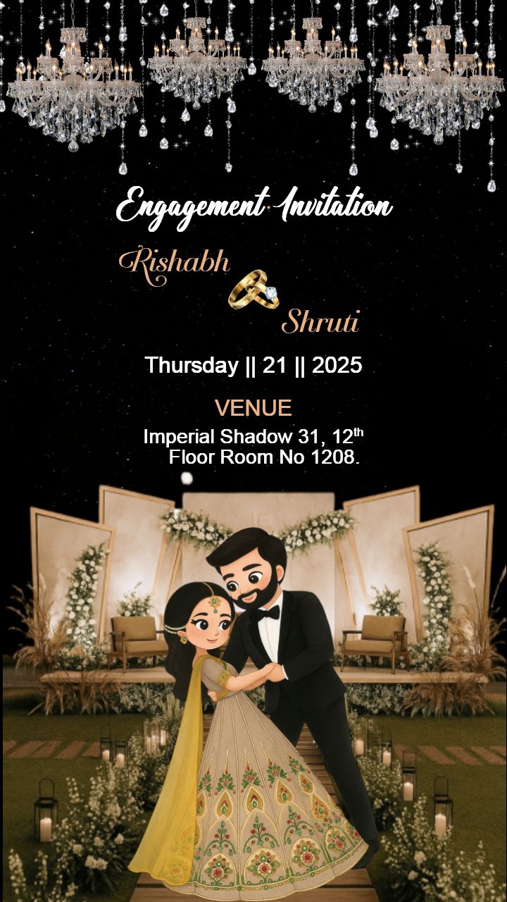 Engagement Invitation Card with Editable Template