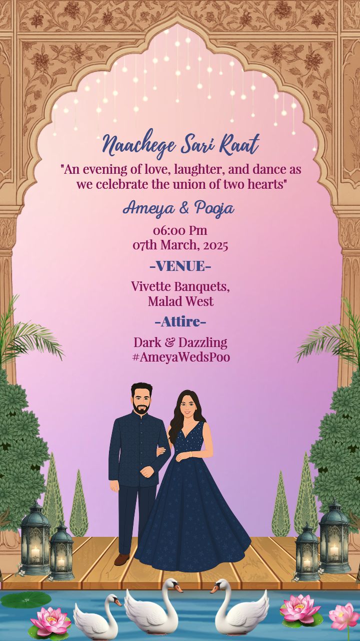 Classy sangeet invitation card design idea