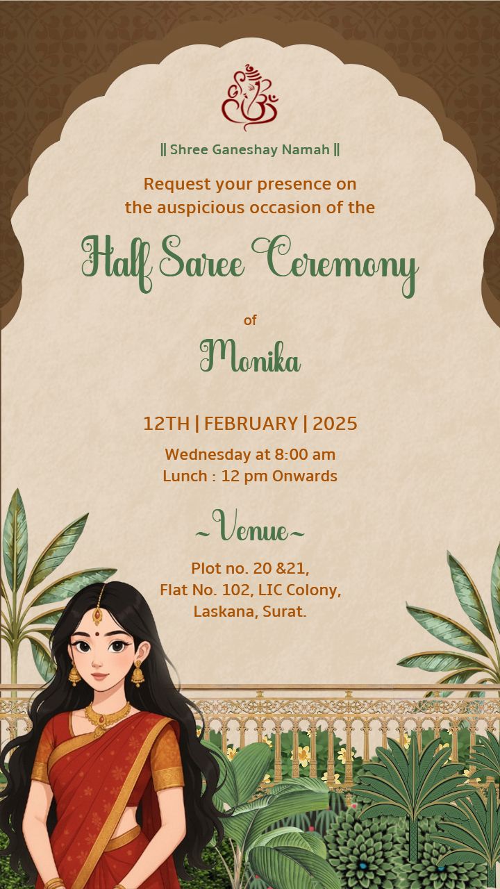 Adorable Half Saree Invitation for a Sweet Celebration
