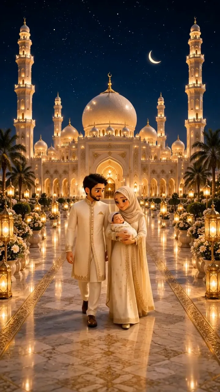3D Muslim Naming Ceremony Invitation Video with Golden Theme