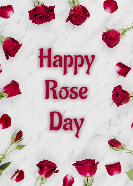 Happy Rose Day Greeting Card With Red Roses