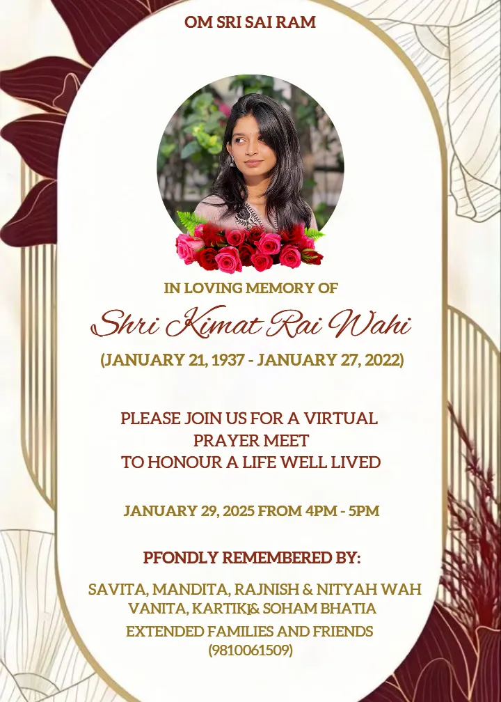 Chautha and Uthala Ceremony Card Online Templates