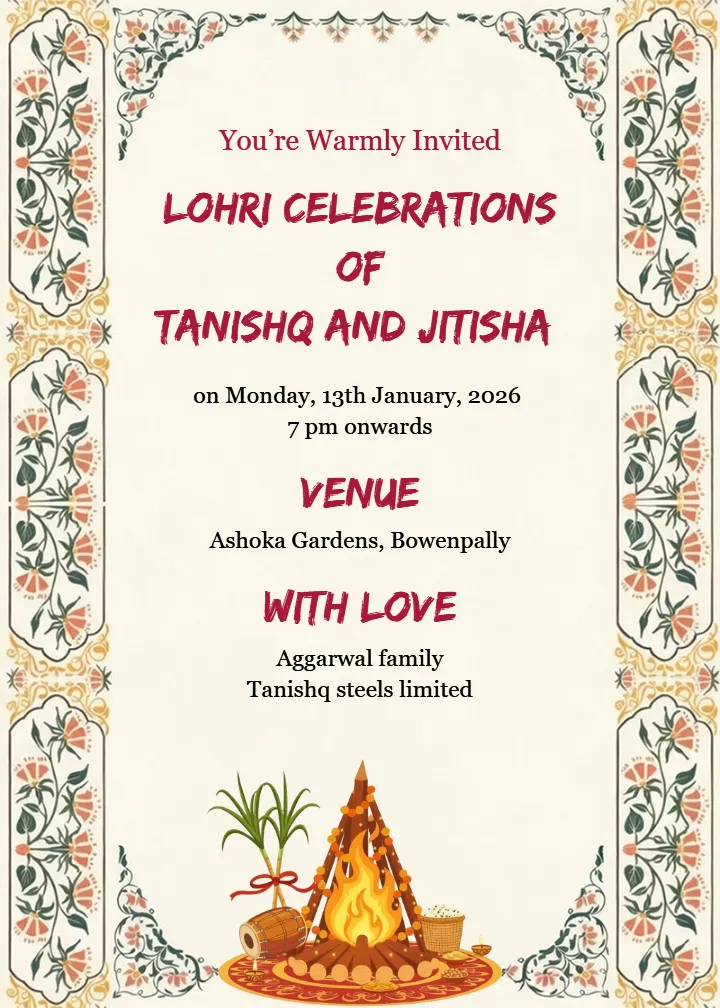Lohri Invitation Card Online for Your Special Celebration