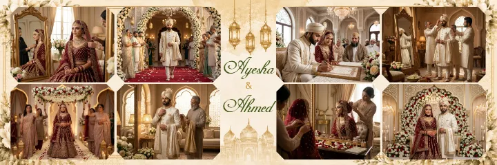 Muslim Wedding Album Luxury Islamic Couple PSD Template
