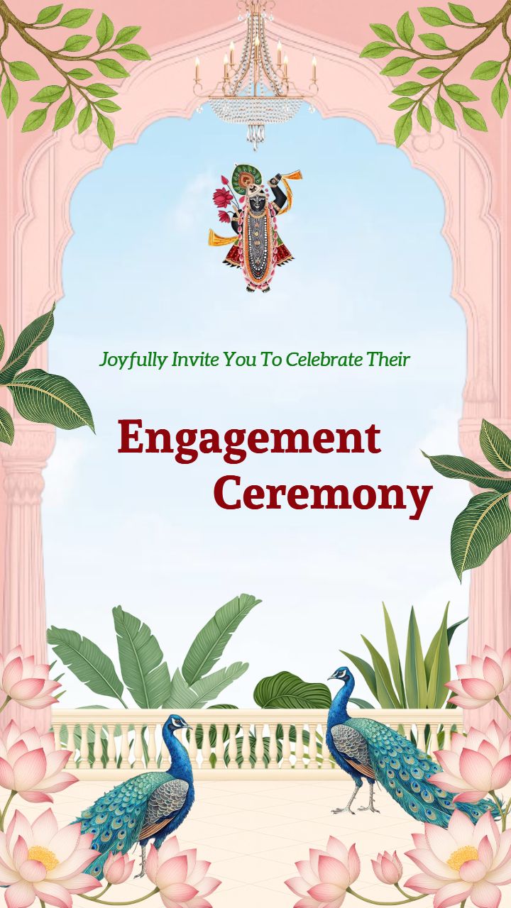 Lotus Themed Engagement Ceremony Invite with Grace